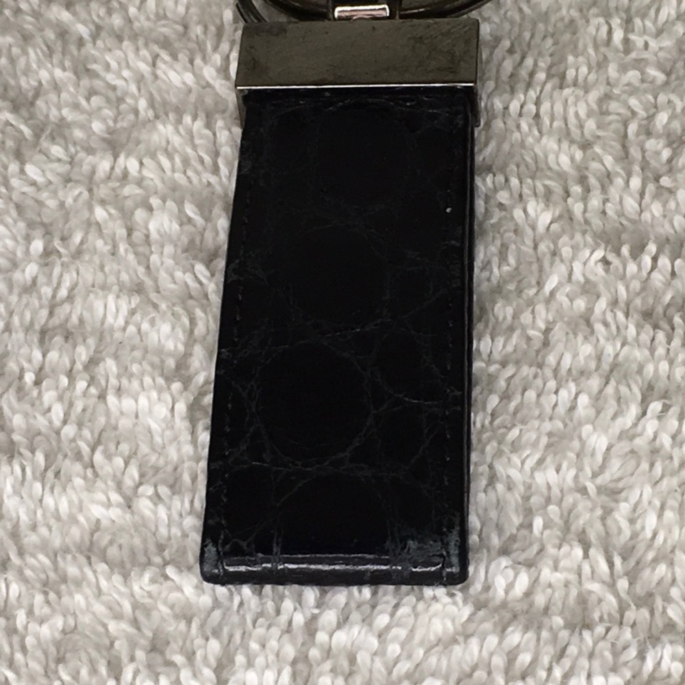 Dolce&Gabbana Silvertone Metal and Black Leather Key Ring (3in) - Picture 6 of 6